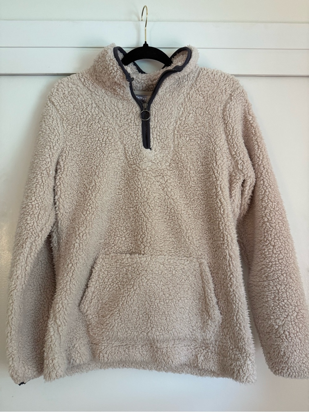 Te Verde Beige Teddy Sherpa Half-Zip Jacket